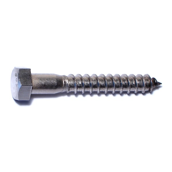 Lag Screw, 3/8 in, 2-1/2 in, Stainless Steel, Hex Hex Drive, 4 PK